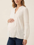 Lisabet Pintuck Maternity Blouse in Ivory