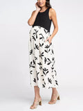 Elsie Maternity Midi Dress in Black Print