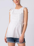 Abigail Sleeveless Broderie Anglaise Maternity and Nursing Top in White