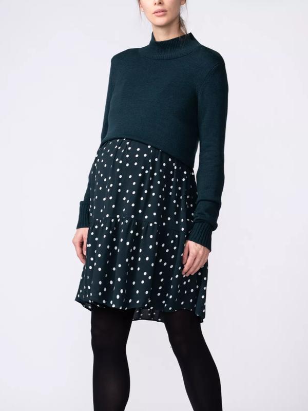 Maura Maternity & Nursing Sweater Dress in Green