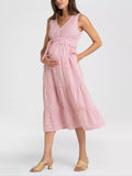 Esmarelde Button-Down Maternity Dress in Red / White
