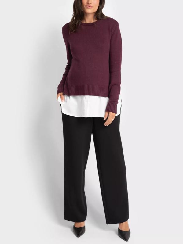 Kelah Layered Maternity Sweater in Plum