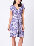 Blossom Knot-Front Maternity Dress in Lavender / Grey
