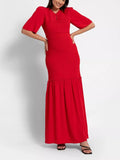Arbor Shirred Maternity Maxi Dress in Coral