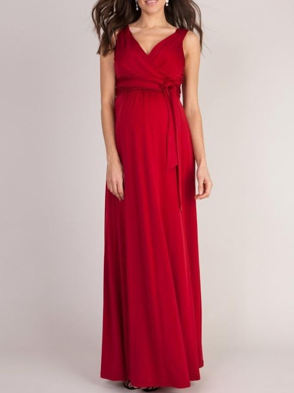 Malia Maternity & Nursing Gown in Red