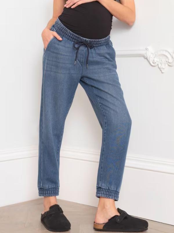 Jameson Denim Tencel Maternity Jogger in Denim Blue