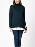 Morrigan Layered Maternity Turtleneck in Forest Green