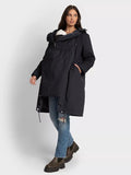 Zariah Long Down-Lined Maternity & Babywearing Parka in Navy