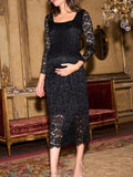 Thalia Maternity Lace Bodycon Dress in Black
