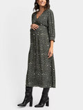 Ava Maternity Midi Dress in Animal Print