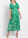 Mavie Maternity Wrap Dress in Green Print