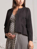 Olive Cropped Maternity Peplum Blazer in Black