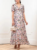 Elthreda Maternity Wrap Dress in Black Floral