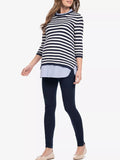 Janice Maternity Layered Sweater in Nautical Blue