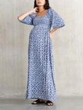 Eyla Maternity Maxi Dress in Blue Print