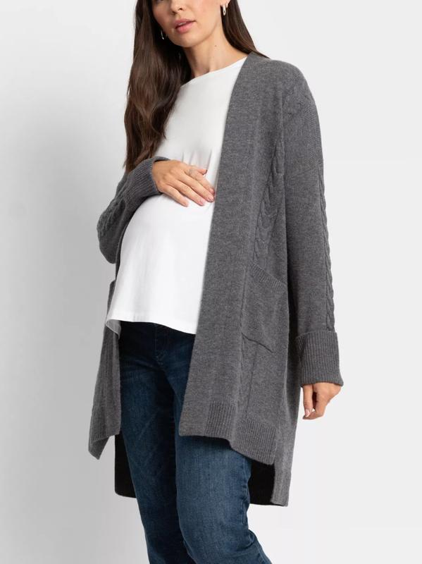 Arleen Knit Maternity Cardigan in Charcoal Marl