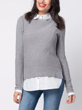 Marianne Layered Maternity & Nursing Sweater in Grey / White