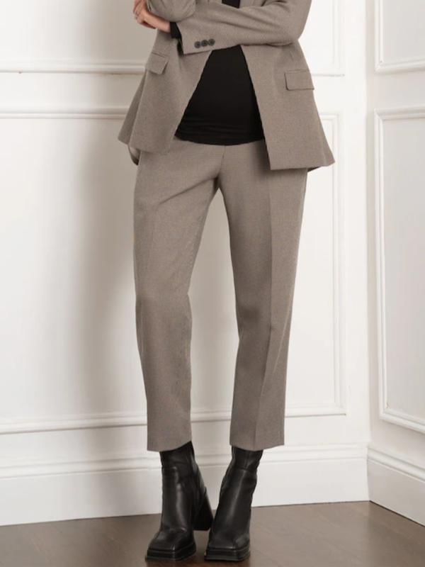 Tasos Houndstooth Maternity Trousers in Black / Camel