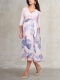 Patryce Maternity & Nursing Dress in Pink / Grey
