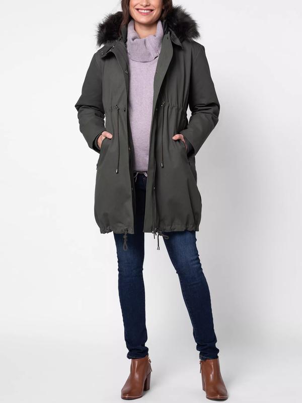 Zorah 3-in-1 Rain Resistant Maternity & Babywearing Parka in Khaki