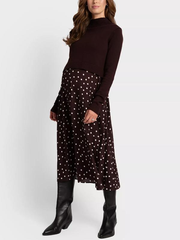 Ayra 2-in-1 Maternity Sweater and Dress in Brown