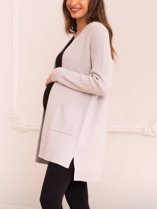 Talisah Open Front Maternity Cardigan in Grey