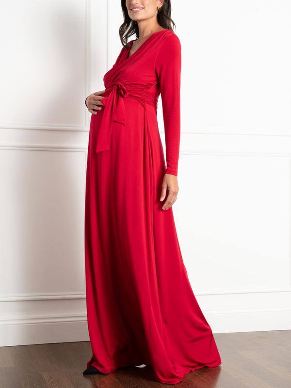 Ayuna Maternity Wrap Maxi Dress in Red