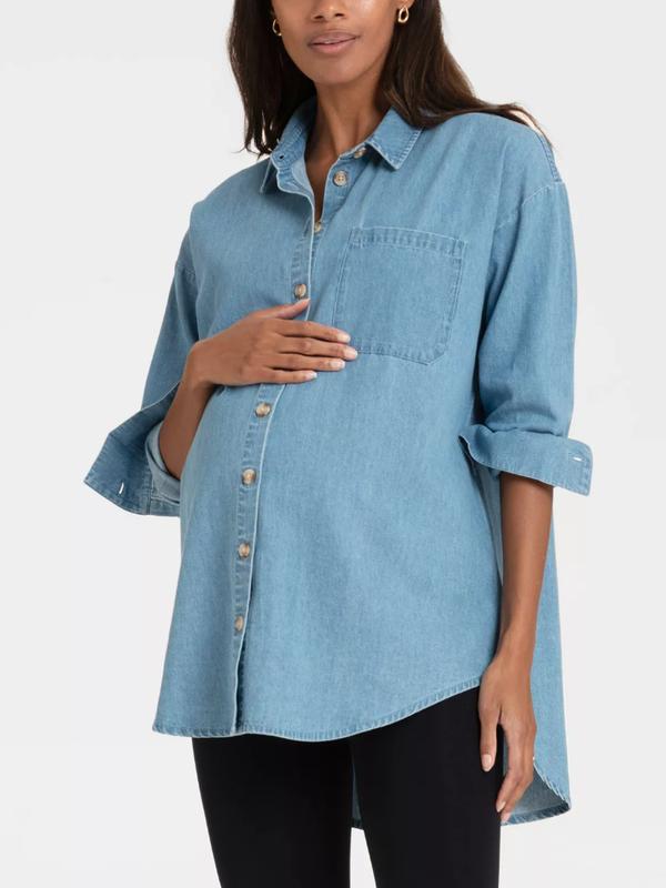 Floryn Maternity Denim Shirt in Denim
