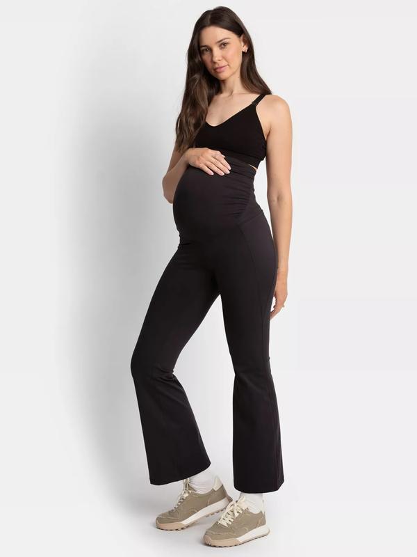Zeke Over Bump Maternity Bootcut Leggings in Black