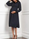 Vivian Maternity Shirt Dress in Navy