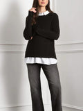 Kerryn Layered Maternity Collared Sweater in Black